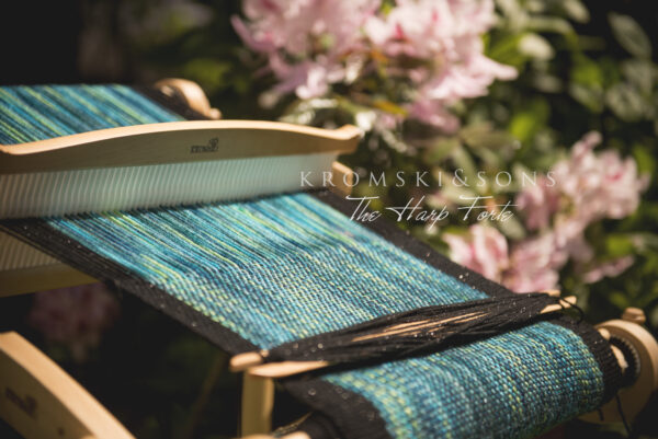 Harp forte 20 inch in blues My favourite photo of Harp Loom in granny Maria Kromska garden