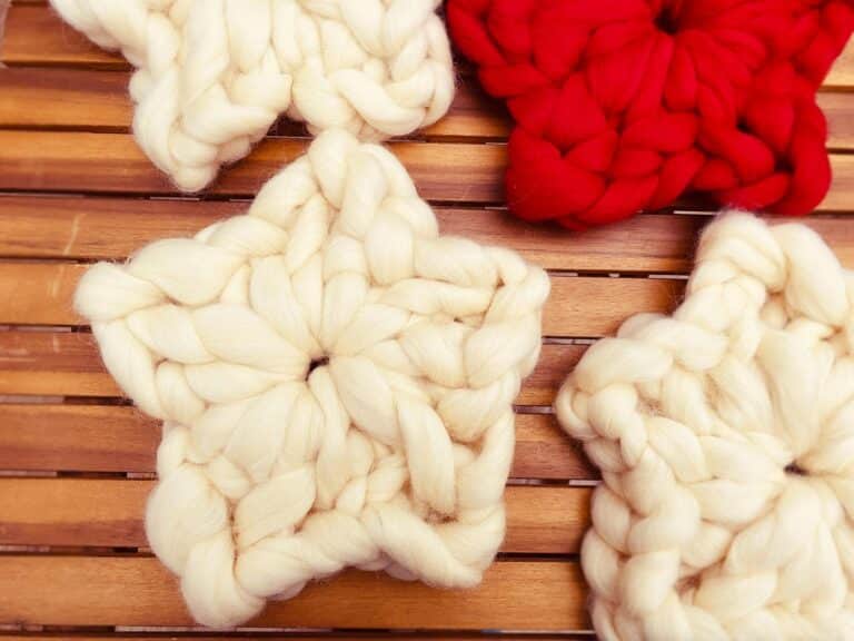 Christmas Star hand crochet with Merino Wool